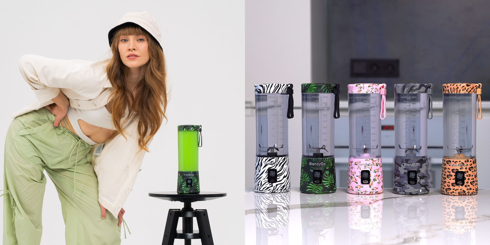 Dziewczyna z blenderem BlendyGo na plaży