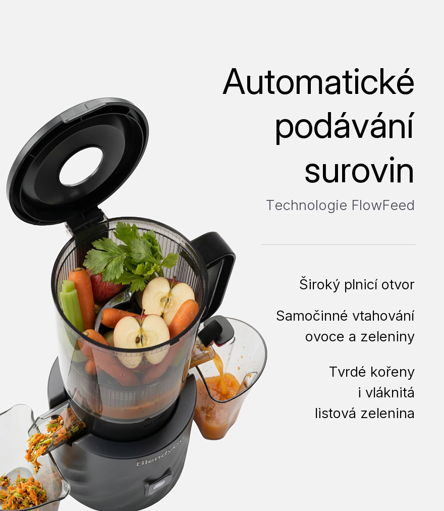 BlendyGo Juice – automatické podávání surovin (FlowFeed)