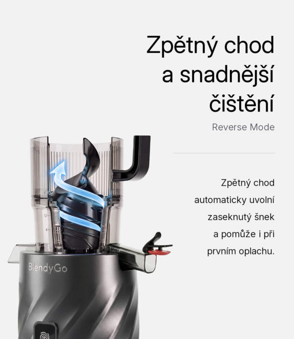 BlendyGo Juice – zpětný chod a snadnější čištění (Reverse Mode)